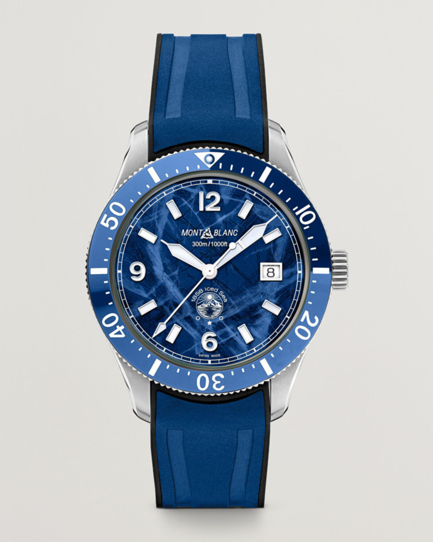 Heren | Montblanc Iced Sea Automatic Date Rubber Strap Blue | Montblanc | Iced Sea Automatic Date Rubber Strap Blue