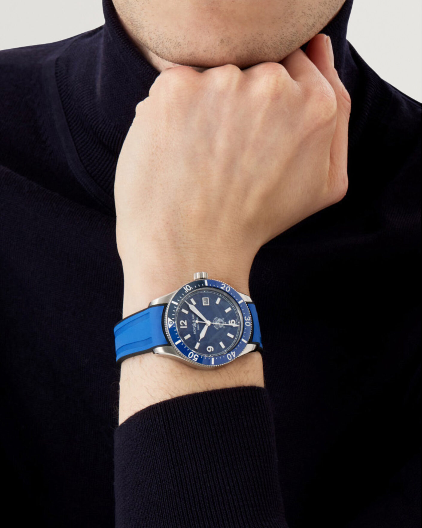 Homme | Montblanc Iced Sea Automatic Date Rubber Strap Blue | Montblanc | Iced Sea Automatic Date Rubber Strap Blue