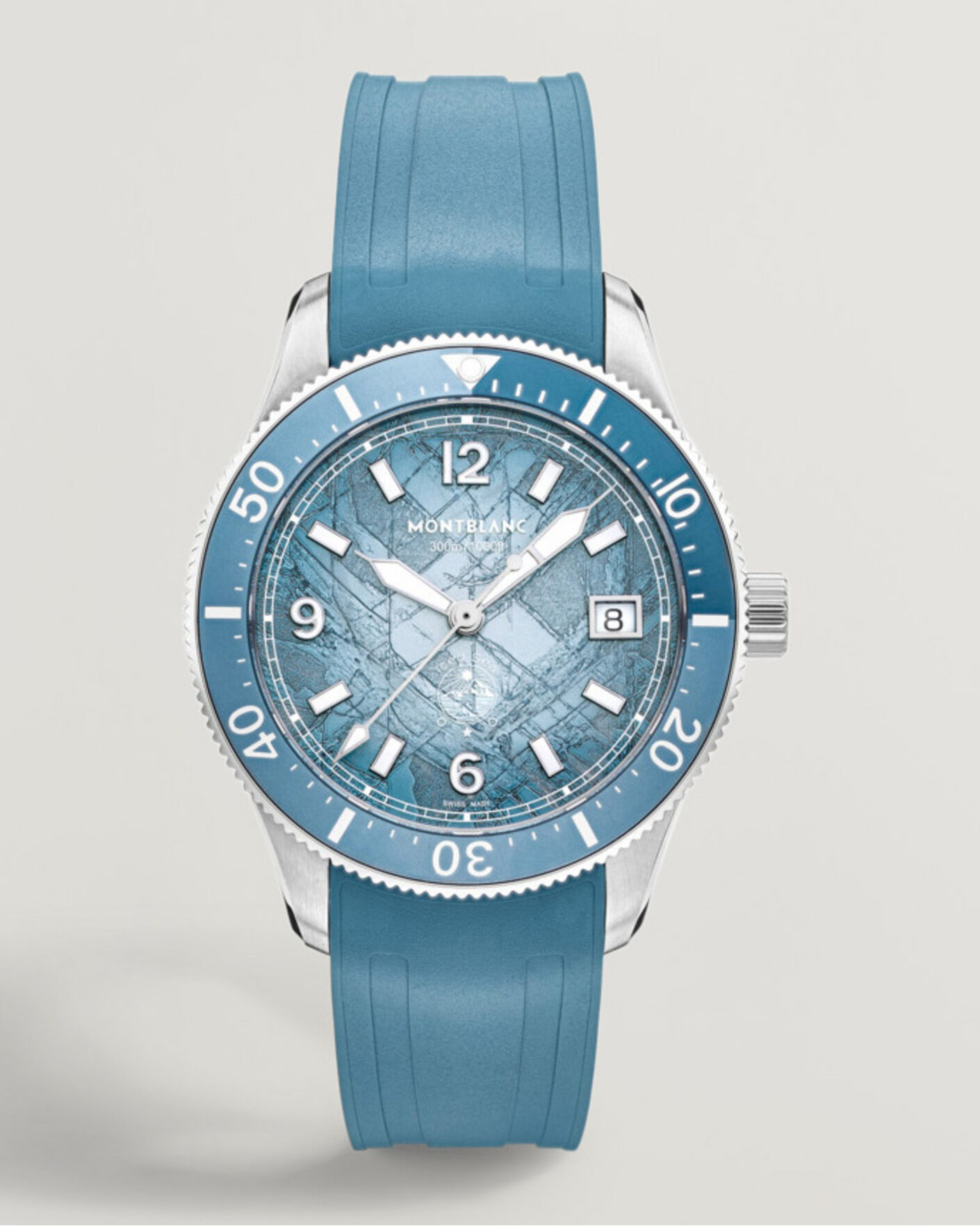 Homme | Montblanc Iced Sea Automatic Date 0 Oxygen Rubber Strap Light Blue | Montblanc | Iced Sea Automatic Date 0 Oxygen Rubber Strap Light Blue