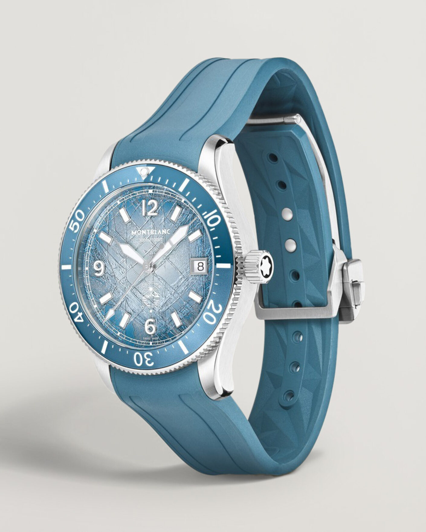 Homme | Montblanc Iced Sea Automatic Date 0 Oxygen Rubber Strap Light Blue | Montblanc | Iced Sea Automatic Date 0 Oxygen Rubber Strap Light Blue