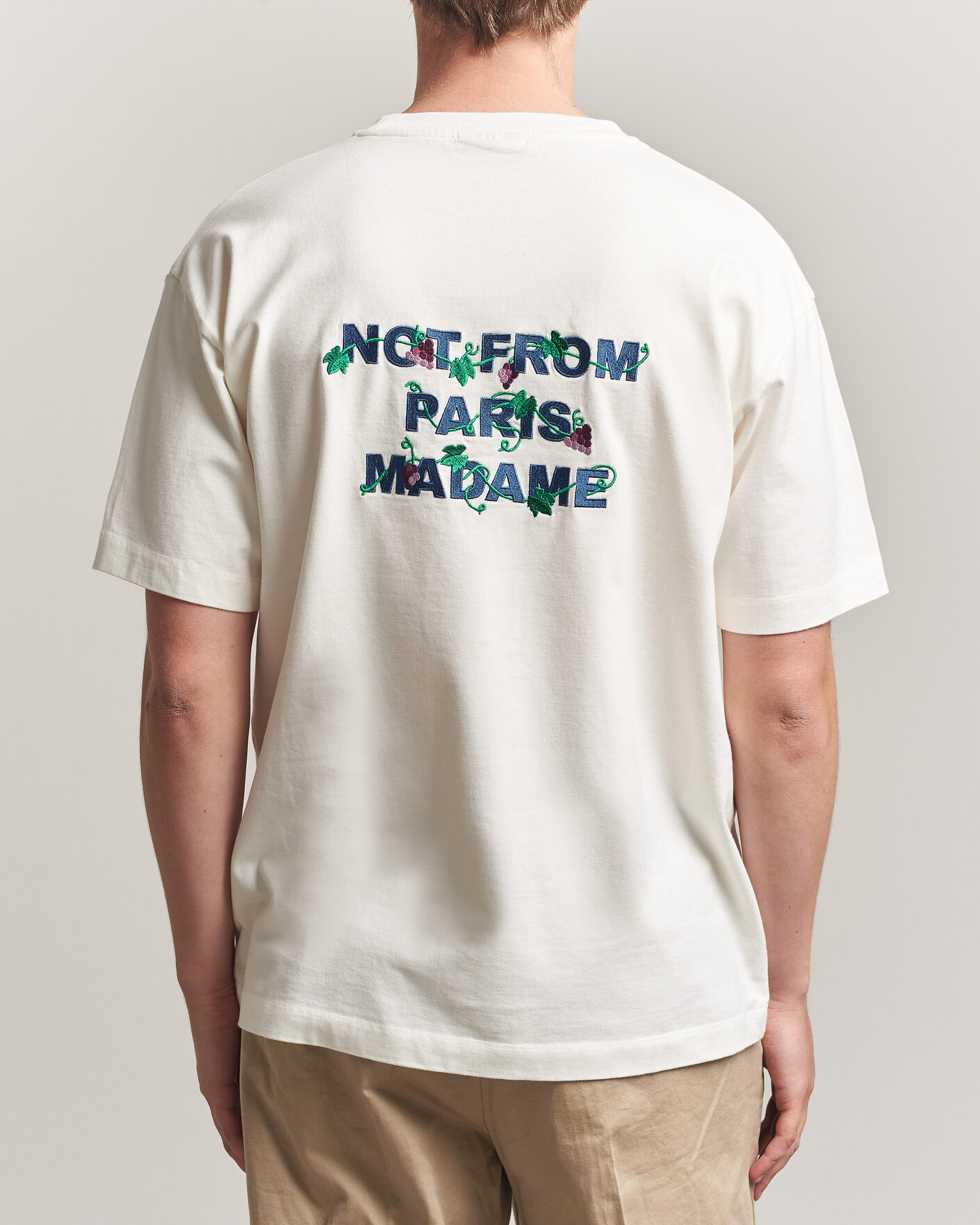 Heren | T-shirts | Drôle de Monsieur | Vine Embroidered Slogan T-Shirt Off White