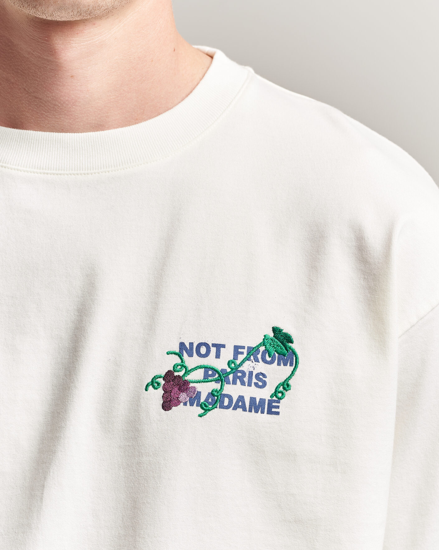 Heren | T-shirts | Drôle de Monsieur | Vine Embroidered Slogan T-Shirt Off White