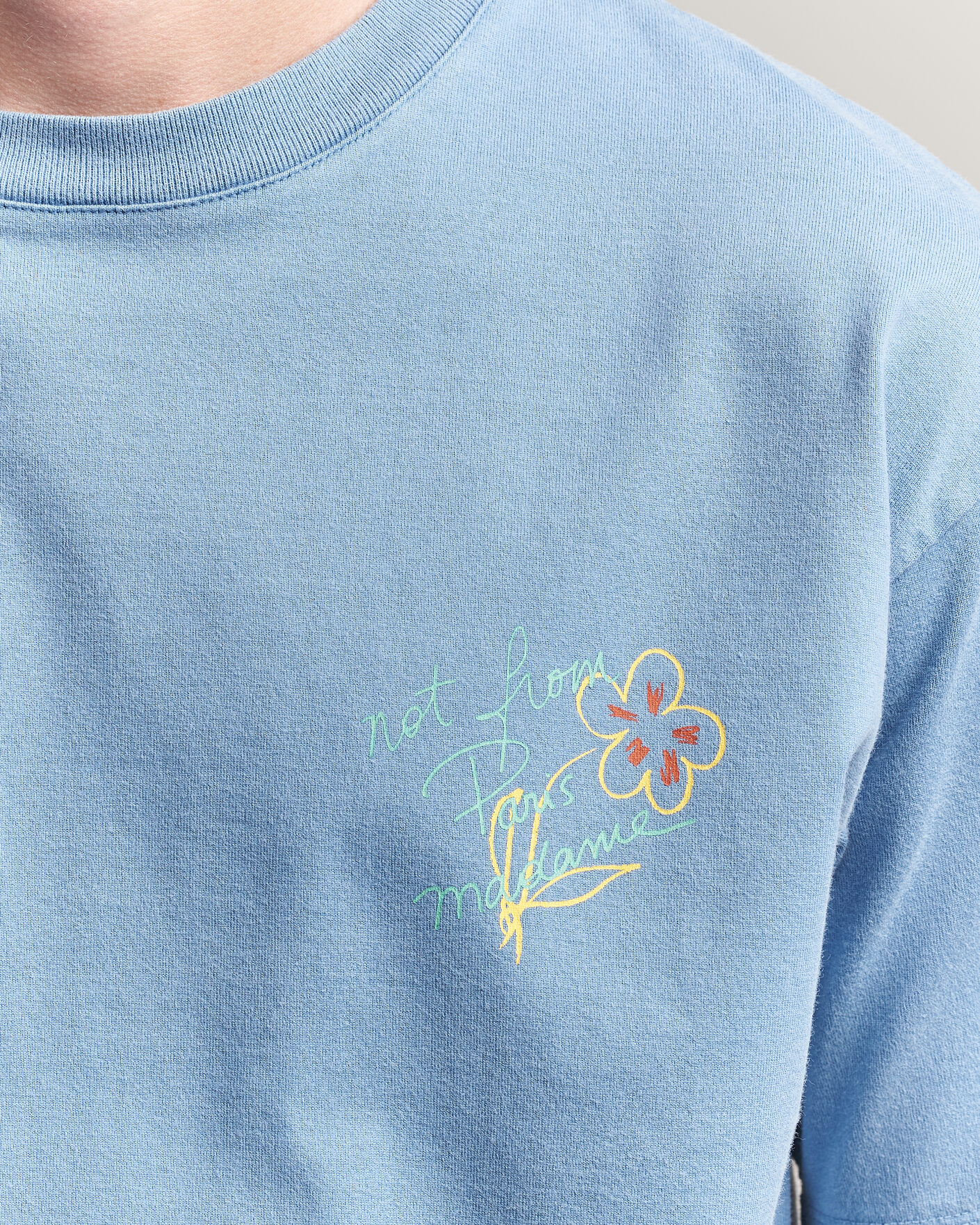Homme | T-shirts | Drôle de Monsieur | Esquisse Slogan T-shirt Light Blue