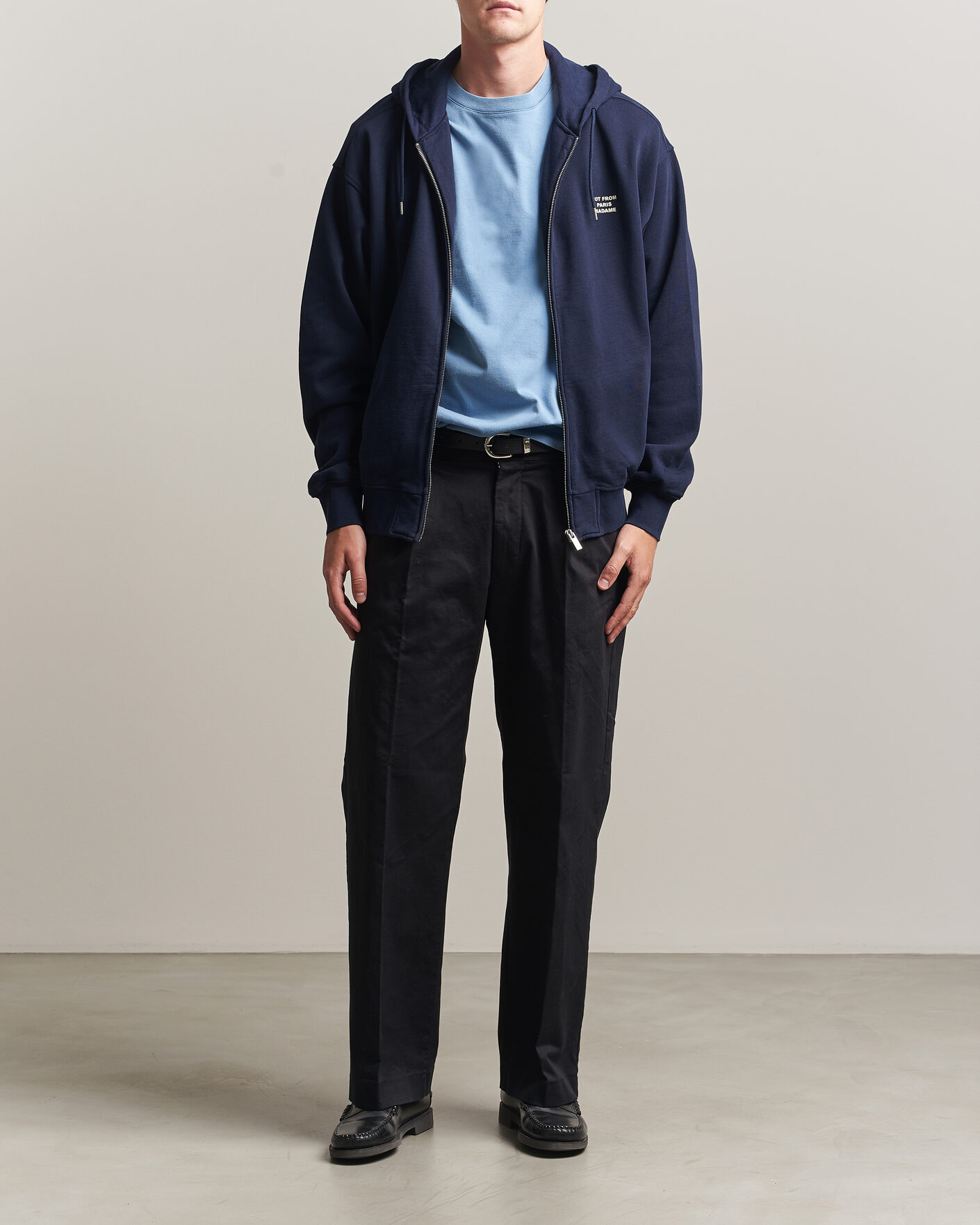 Heren | Truien | Drôle de Monsieur | Slogan Full Zip Hoodie Navy