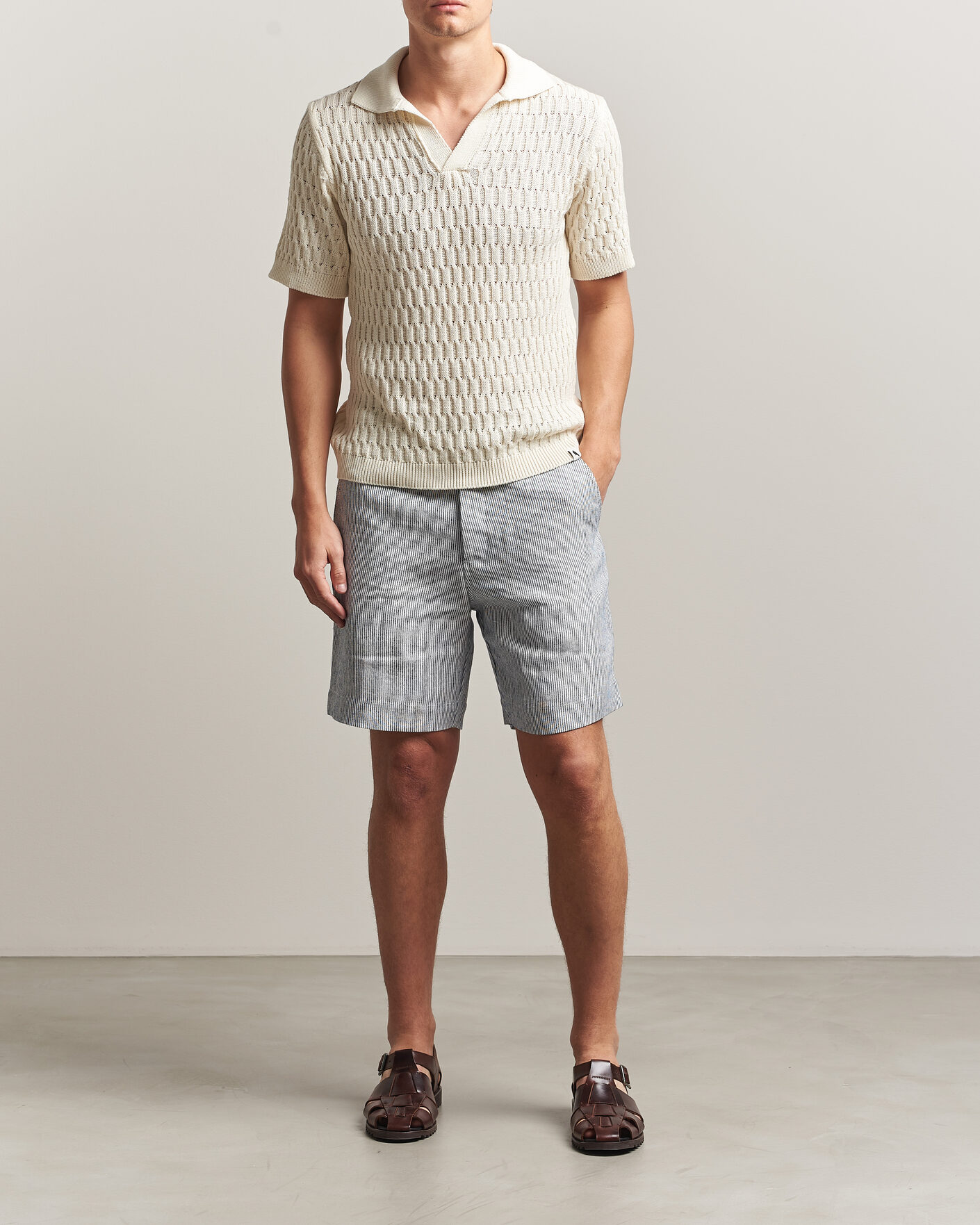 Heren | Korte broek | Peregrine | Windsor Linen Shorts Navy Stripe