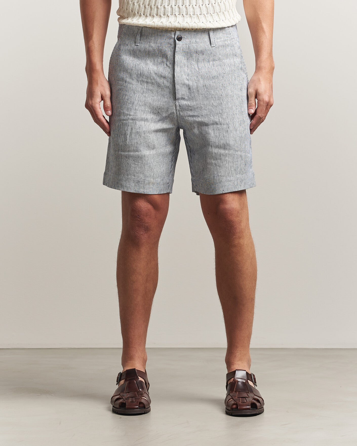 Homme | Shorts | Peregrine | Windsor Linen Shorts Navy Stripe