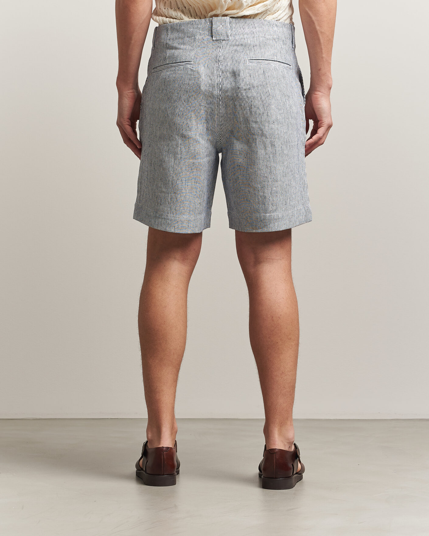 Heren | Korte broek | Peregrine | Windsor Linen Shorts Navy Stripe