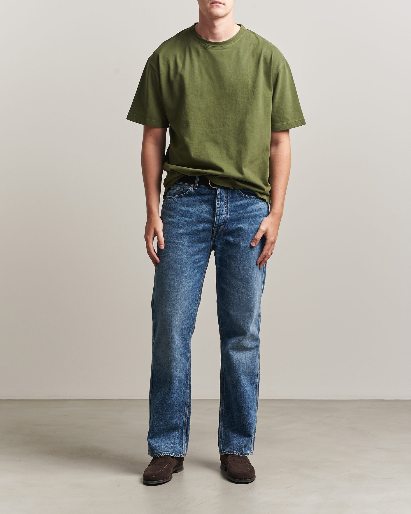 Heren | T-shirts | Massimo Alba | Nevis Brushed Cotton T-Shirt Moss Green