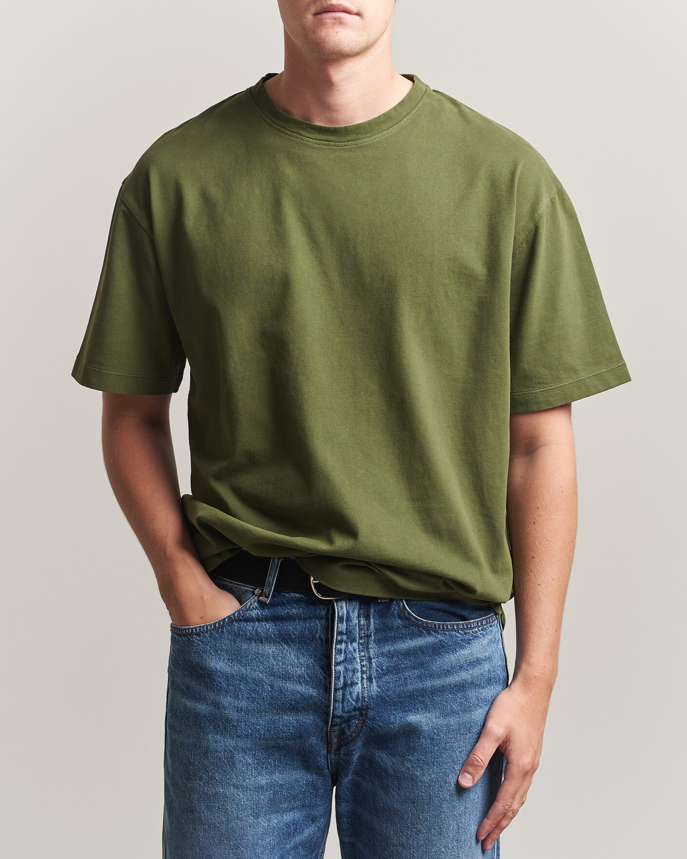 Heren | T-shirts | Massimo Alba | Nevis Brushed Cotton T-Shirt Moss Green