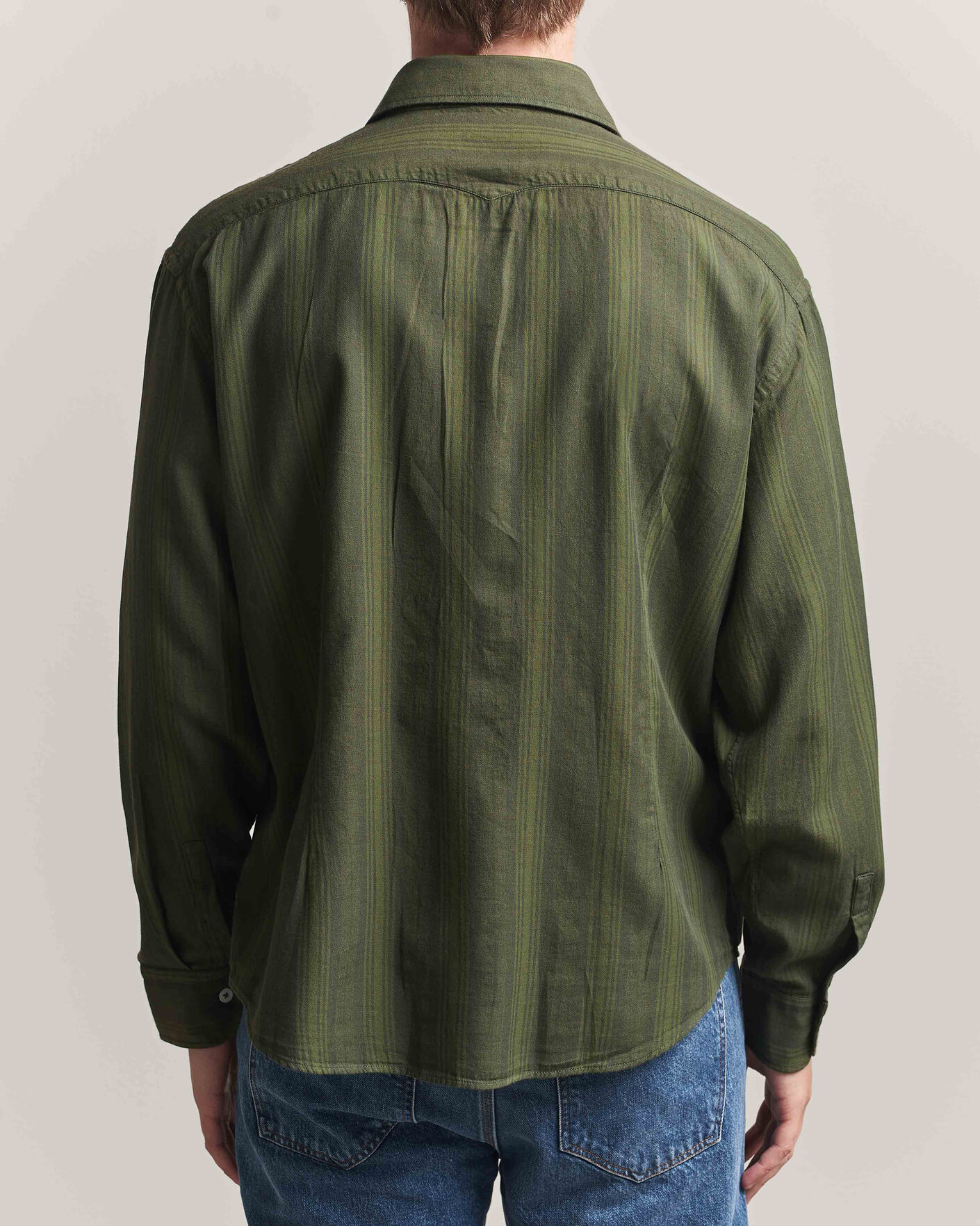 Heren | Overhemden | Massimo Alba | Boxy Striped Cotton Shirt Moss Green