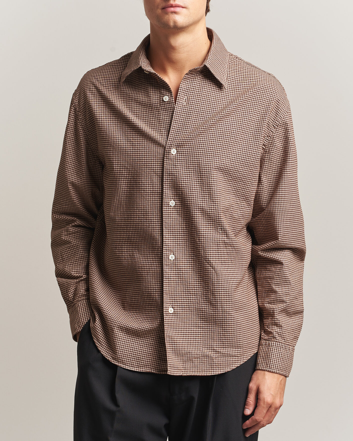 Homme | Chemises | Massimo Alba | Boxy Microcheck Shirt Fossil