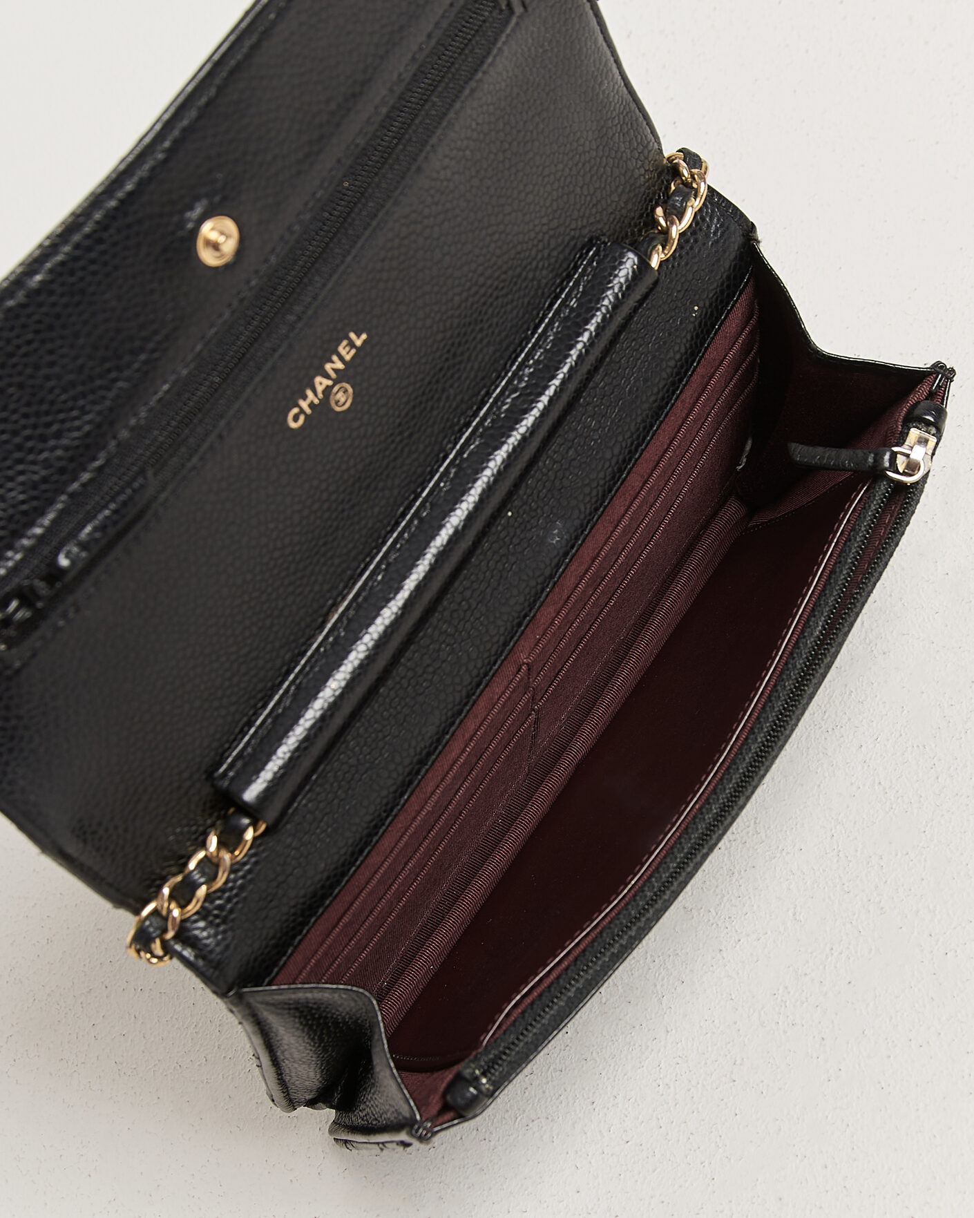 Heren | Pre-Owned & Vintage Bags | Chanel Pre-Owned | Wallet On Chain Caviar Leather Black