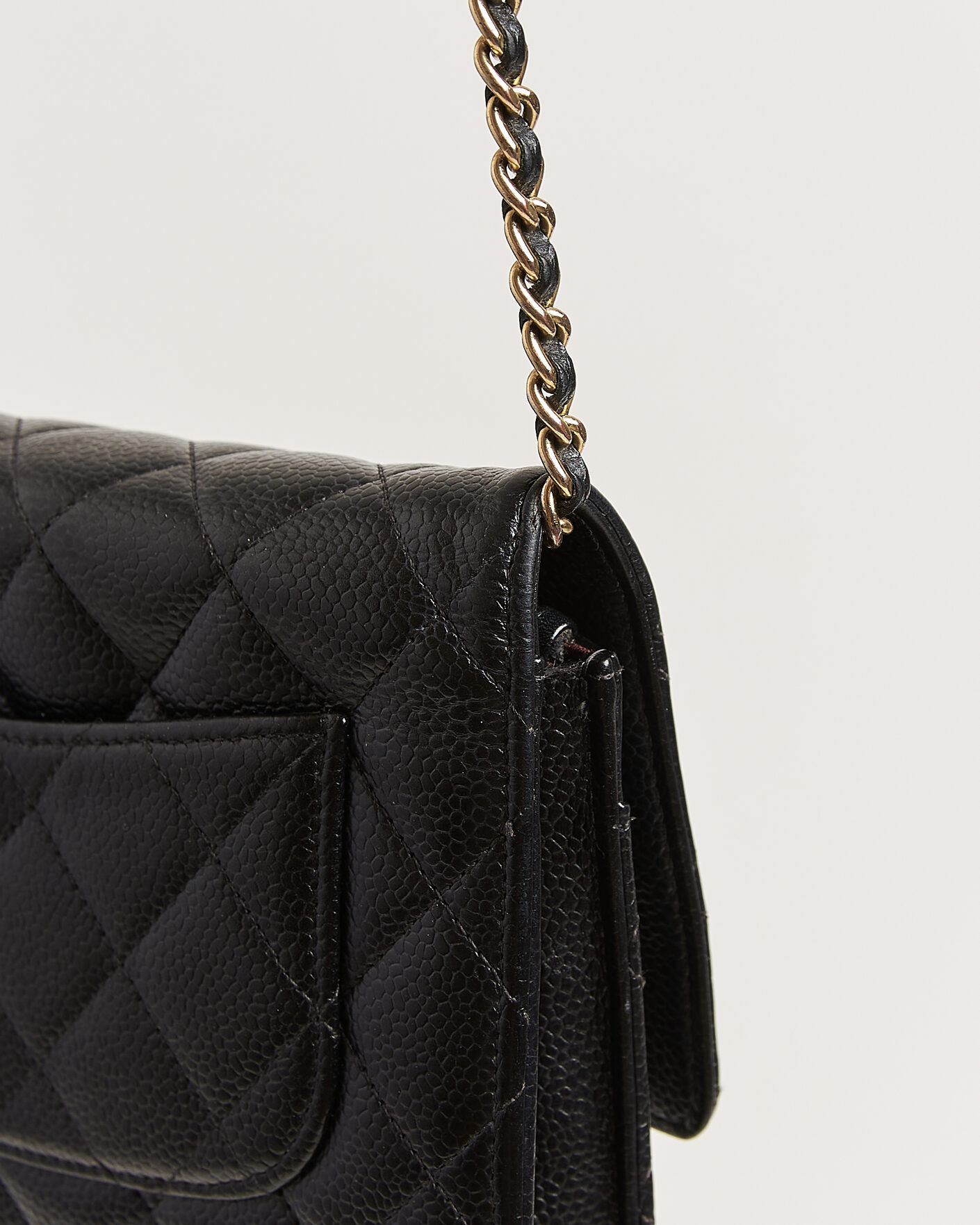 Heren | Pre-Owned & Vintage Bags | Chanel Pre-Owned | Wallet On Chain Caviar Leather Black
