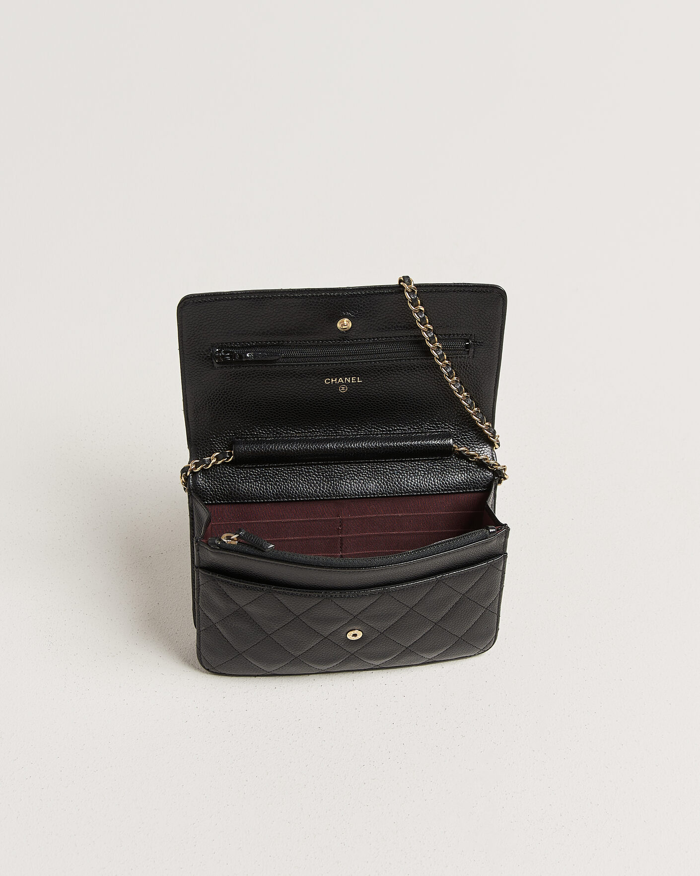 Heren | Pre-Owned & Vintage Bags | Chanel Pre-Owned | Wallet On Chain Caviar Leather Black