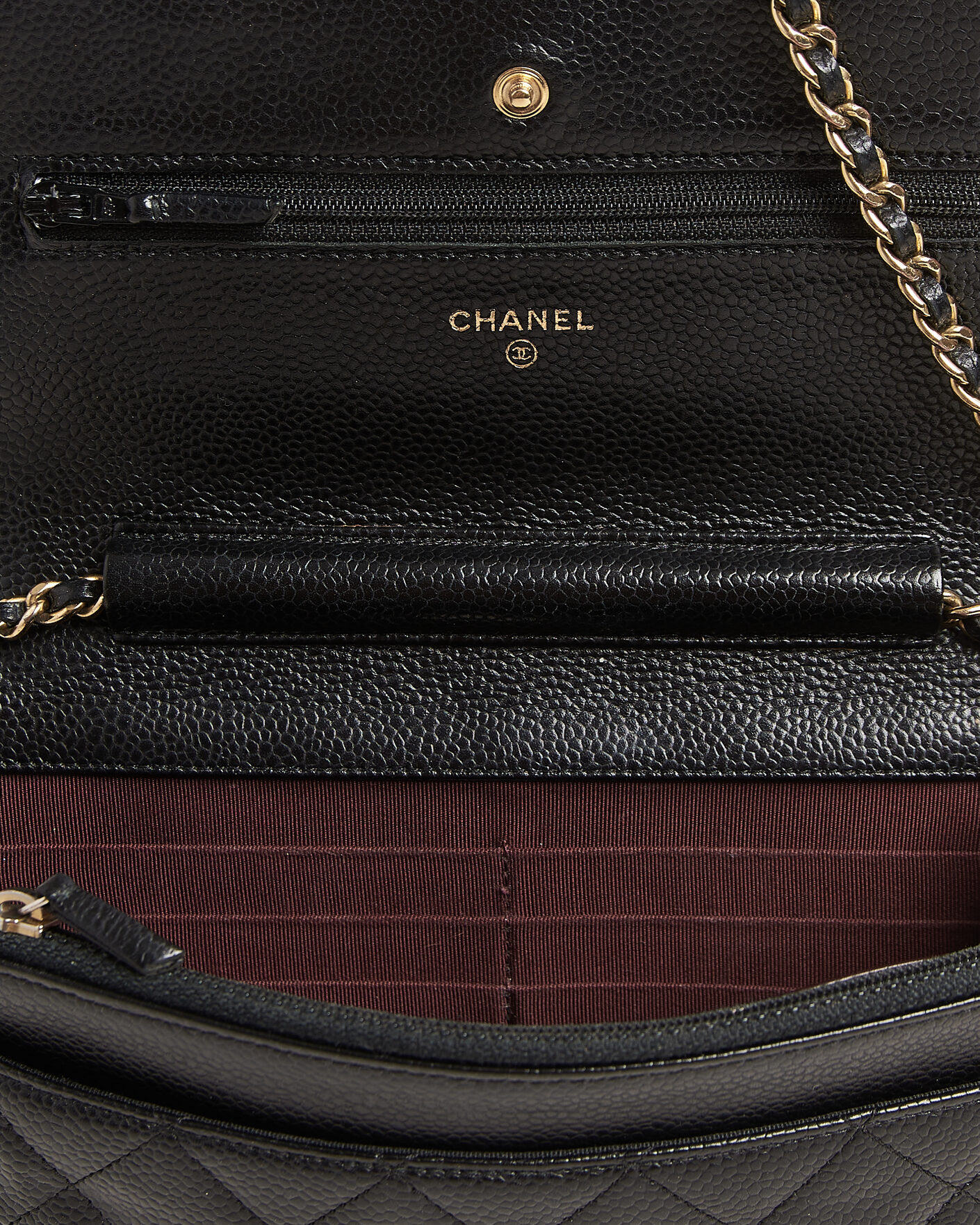 Heren | Pre-Owned & Vintage Bags | Chanel Pre-Owned | Wallet On Chain Caviar Leather Black
