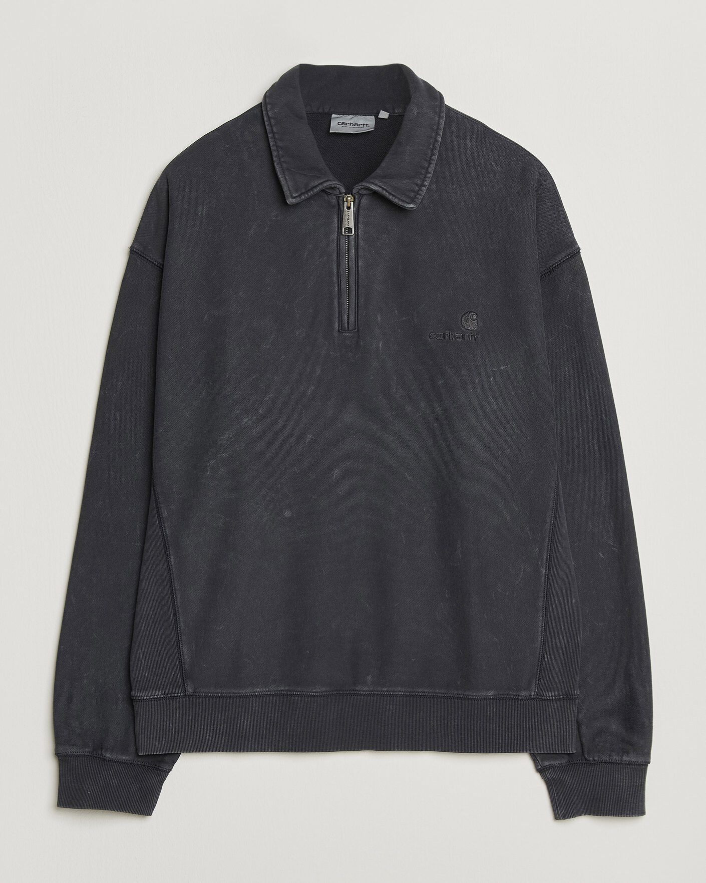 Heren | Truien | Carhartt WIP | Lambert Washed Polo Sweatshirt Black Moon Wash