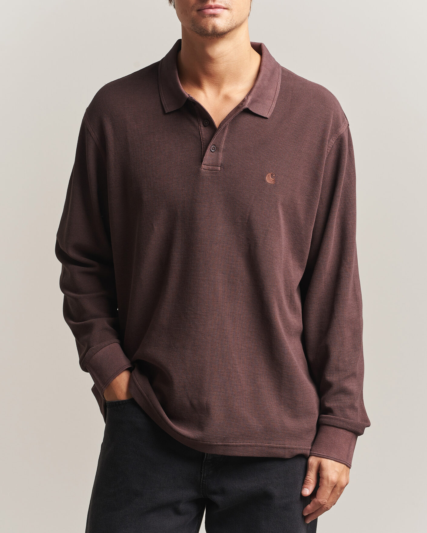 Homme | Pulls Et Tricots | Carhartt WIP | Long Sleeve Waffle Rugby Shirt Palisander Brown