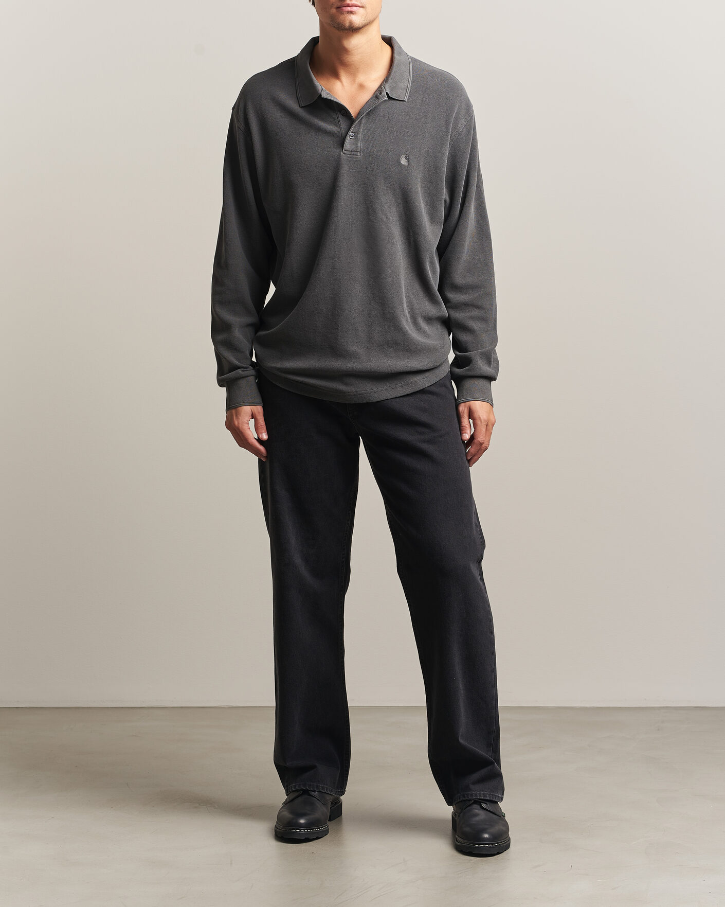 Heren | Truien | Carhartt WIP | Long Sleeve Waffle Rugby Shirt Black
