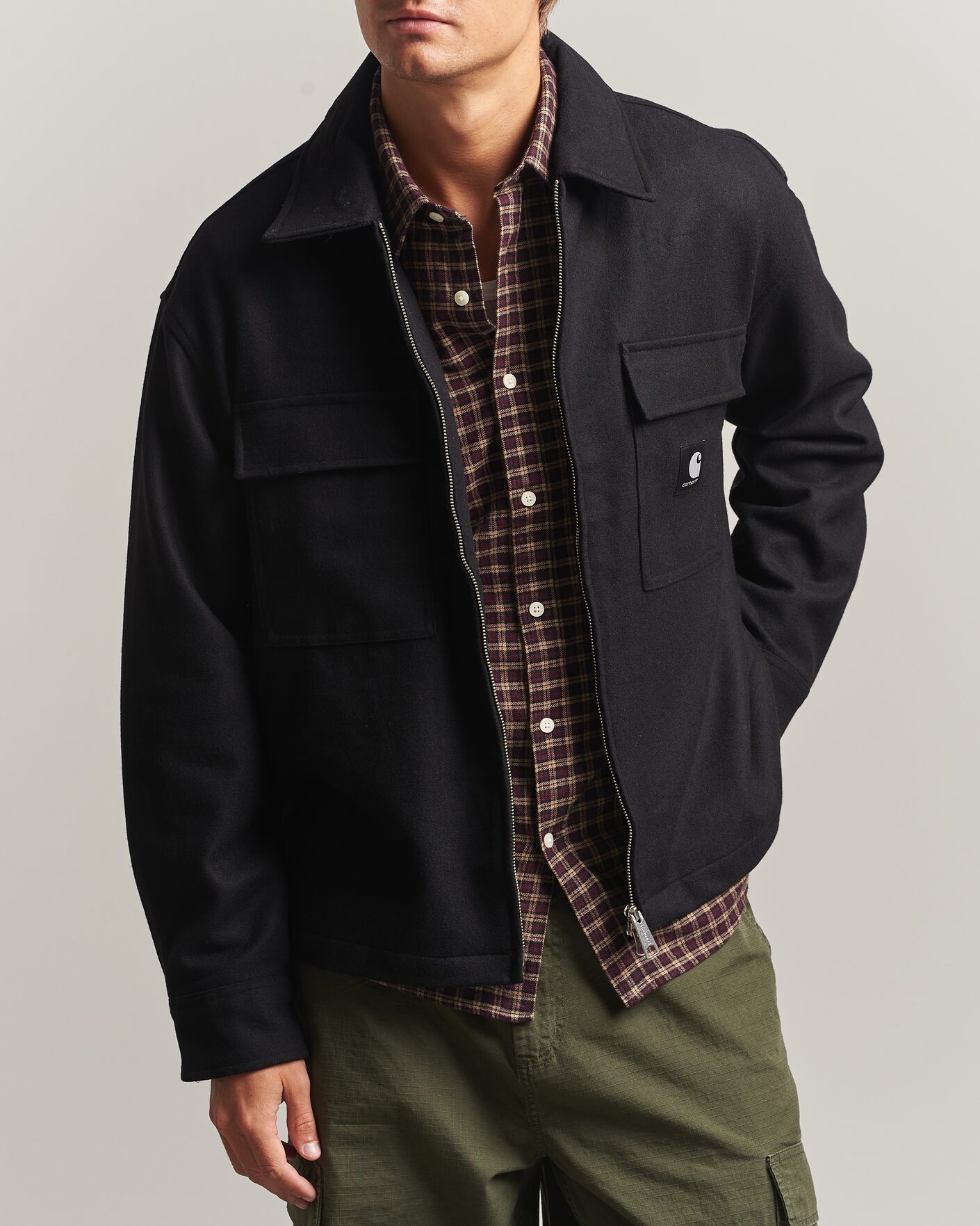 Homme | Chemises | Carhartt WIP | Atoka Wool Zip Shirt Jacket Black