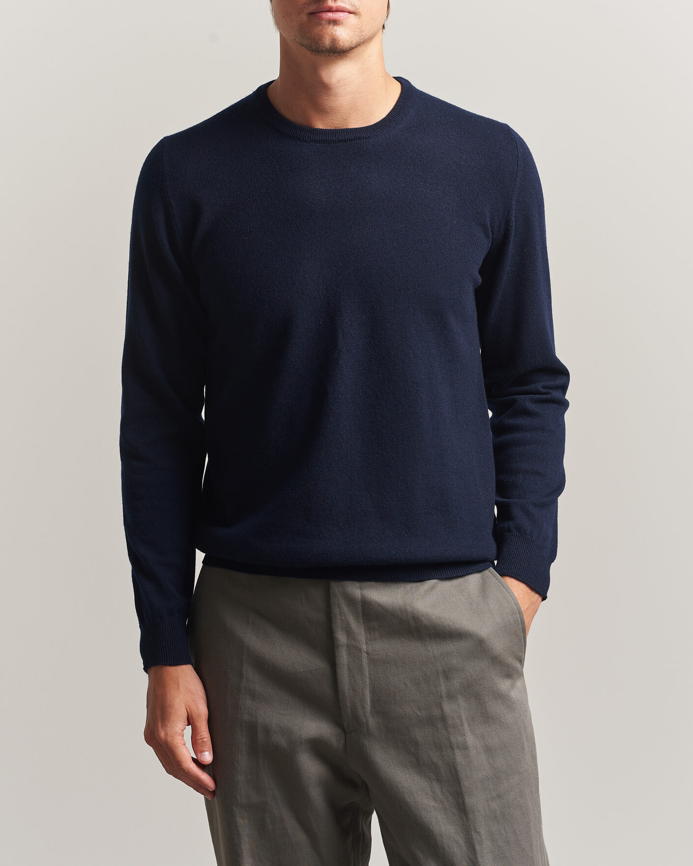 Homme | Pulls Et Tricots | Fedeli | Pure Cashmere Crew Neck Navy Blue