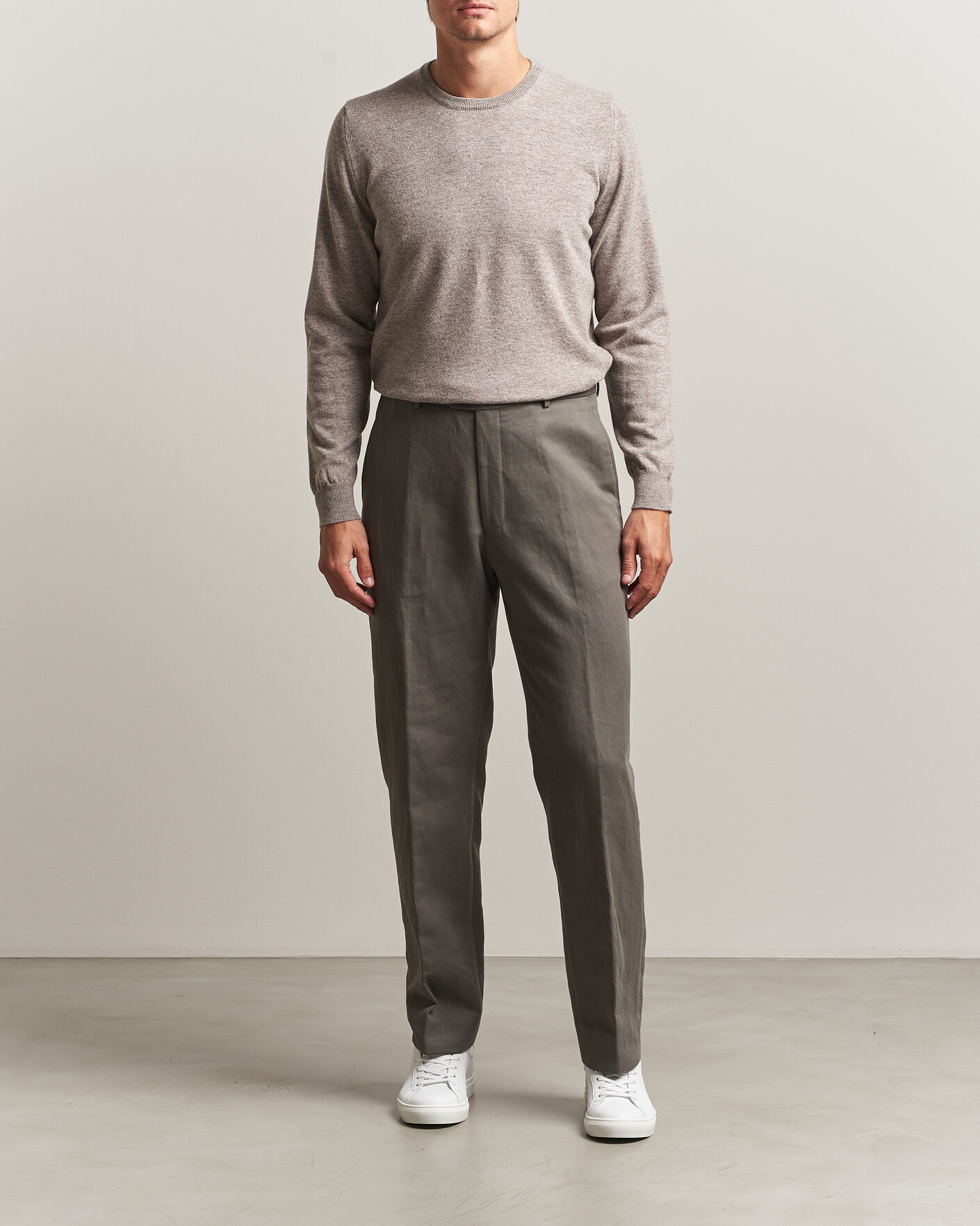 Heren | Truien | Fedeli | Pure Cashmere Crew Neck Beige Melange