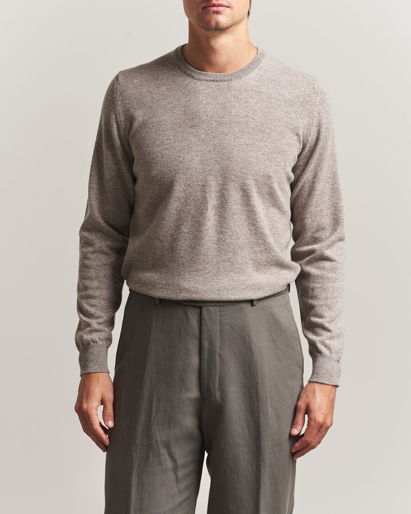 Heren | Truien | Fedeli | Pure Cashmere Crew Neck Beige Melange