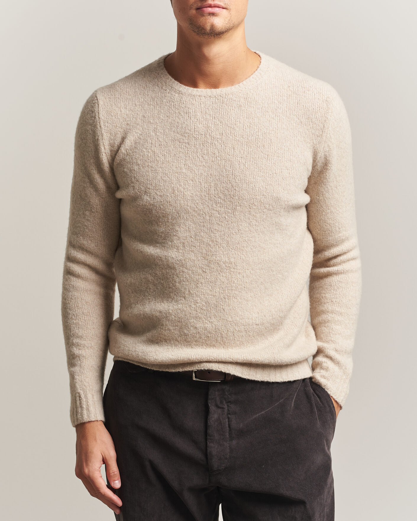 Homme | Pulls Et Tricots | Fedeli | Cashmere Blend Boucle Sweater Light Grey