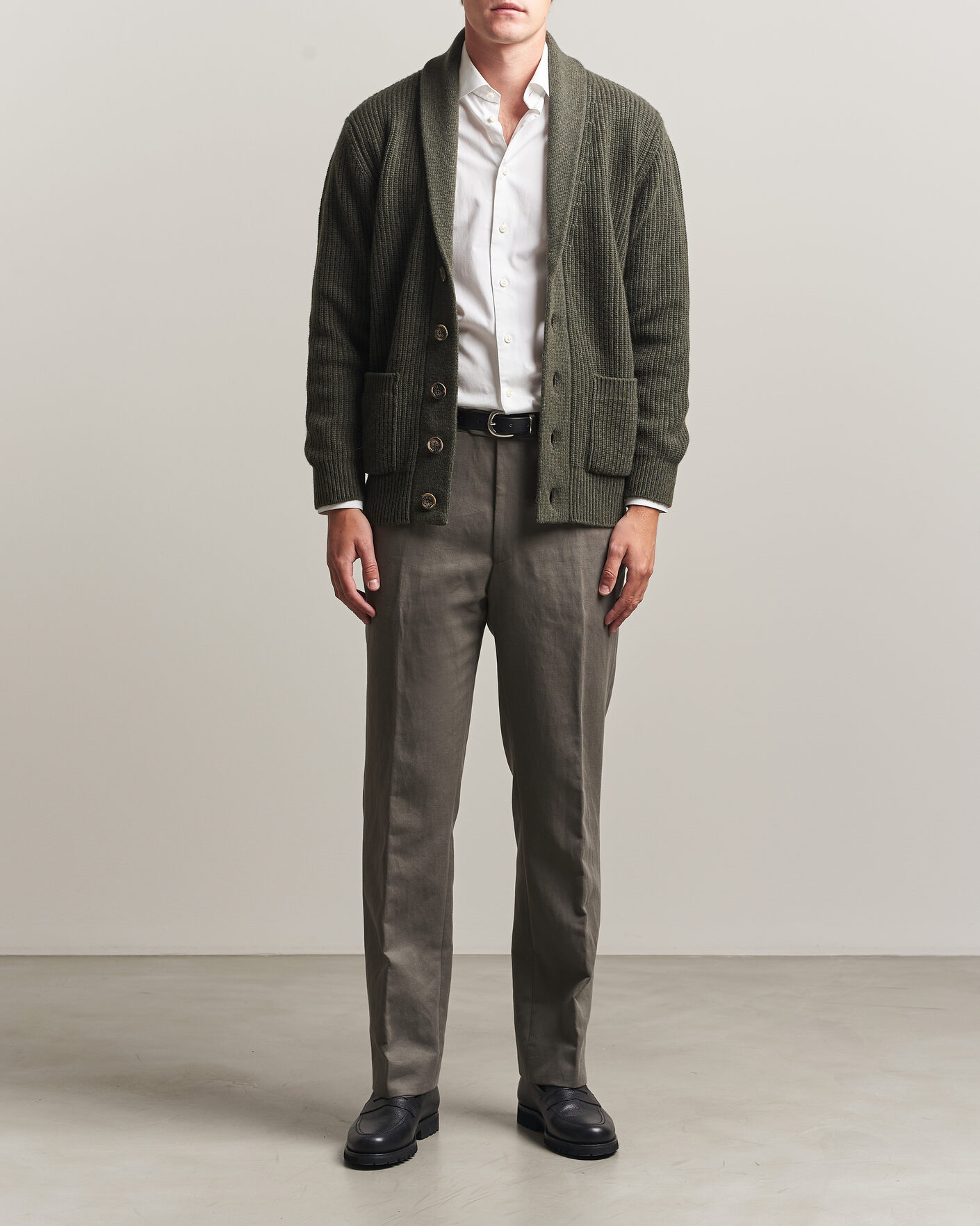 Homme | Pulls Et Tricots | Fedeli | Wool/Cashmere Shawl Cardigan Forest Green