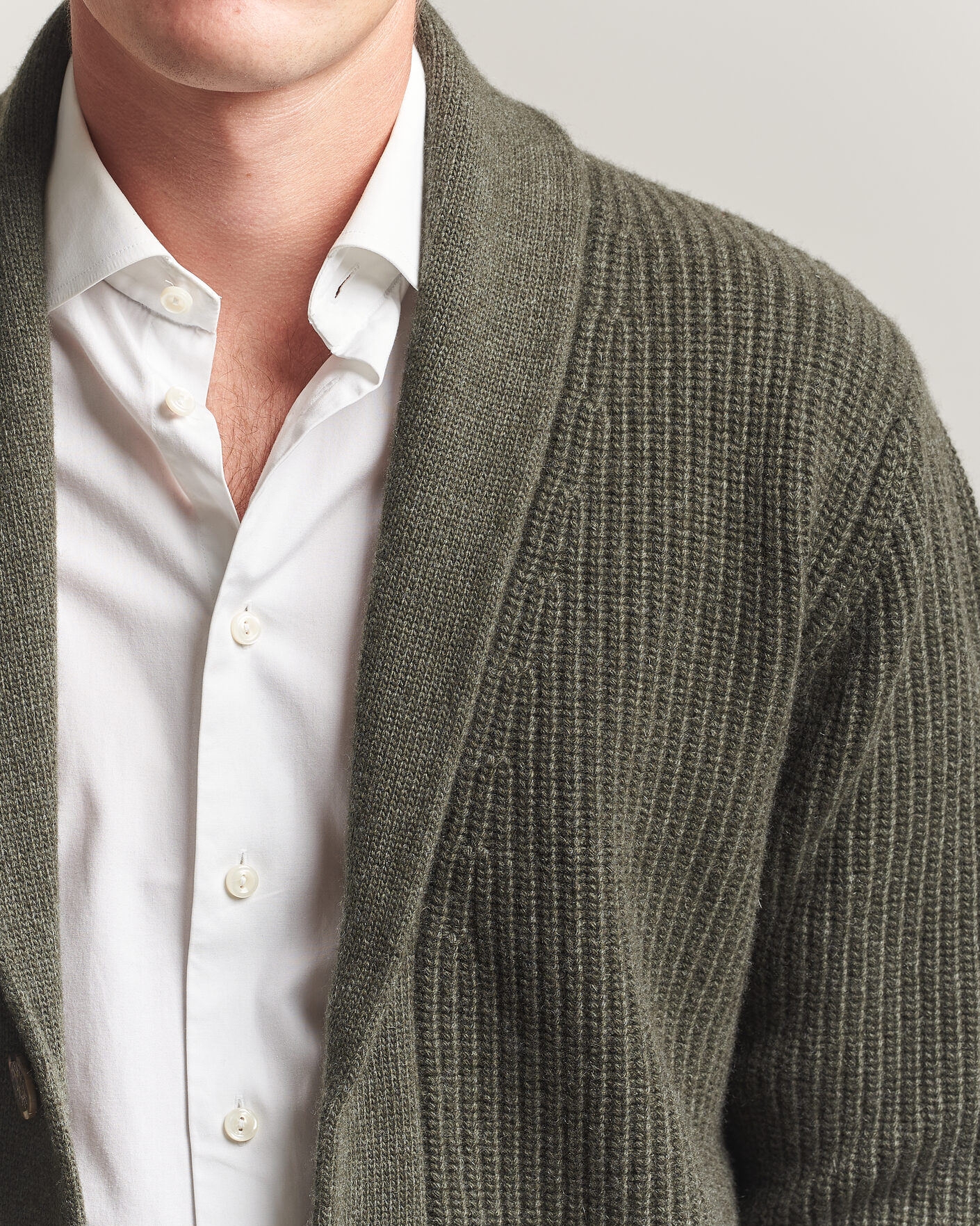 Homme | Pulls Et Tricots | Fedeli | Wool/Cashmere Shawl Cardigan Forest Green