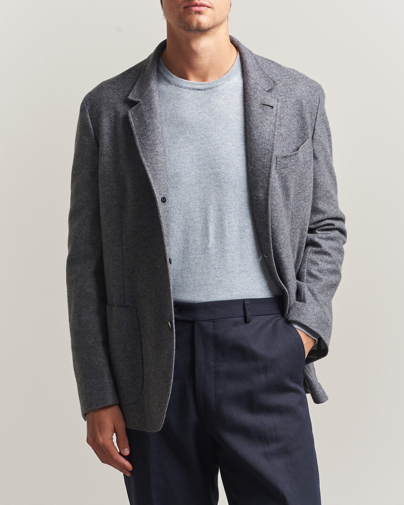 Homme | Blazers | Fedeli | Cashmere Flannel Jacket Grey Melange