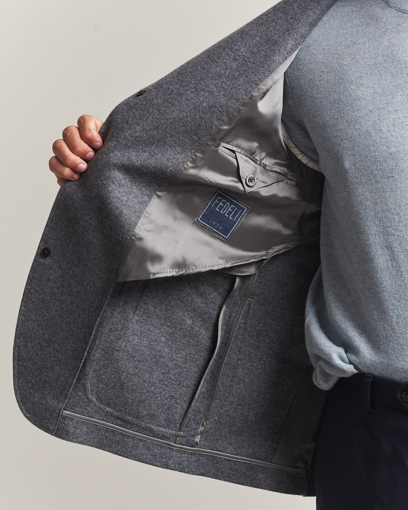 Homme | Blazers | Fedeli | Cashmere Flannel Jacket Grey Melange