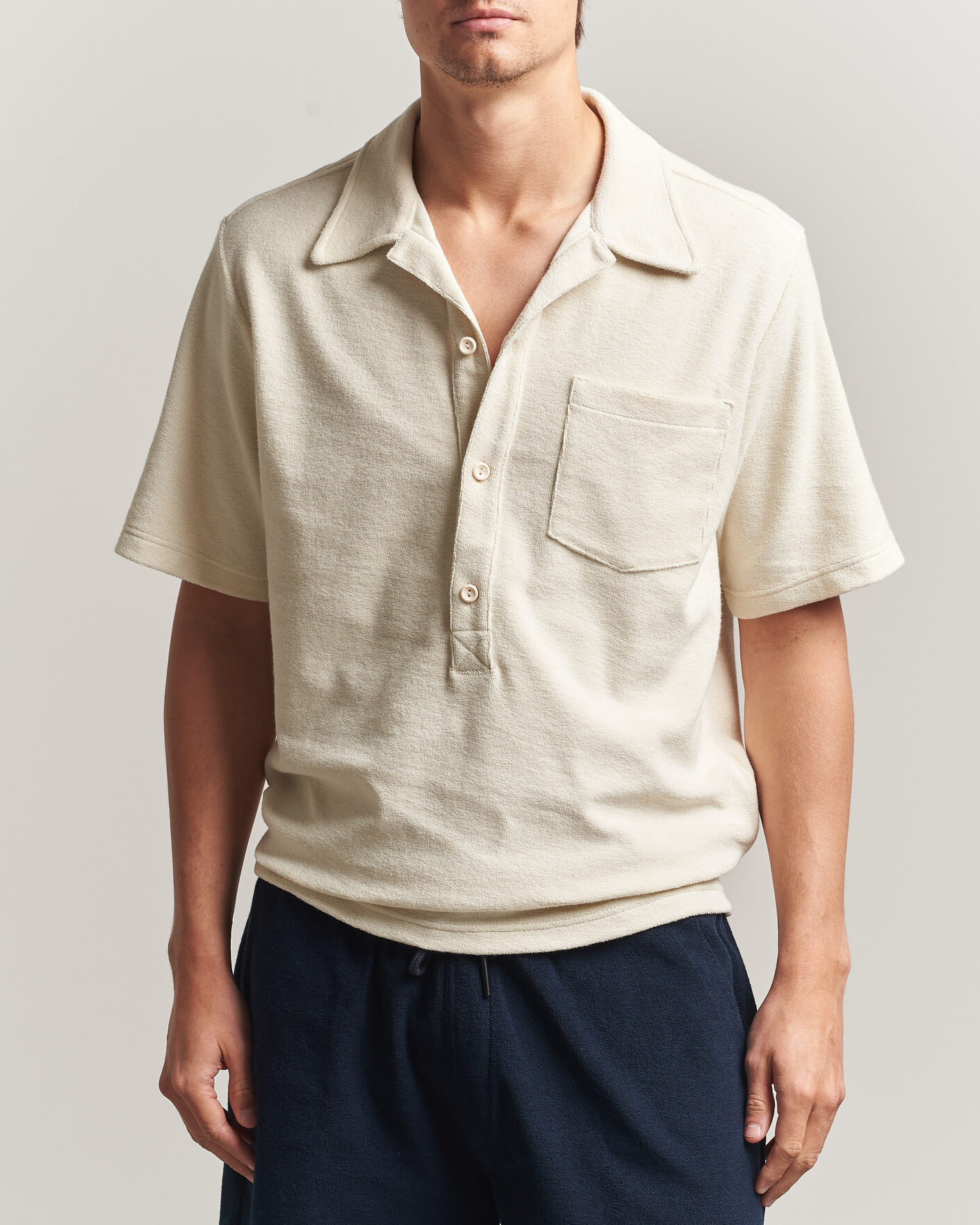 Heren | Polo's | OAS | Novo Regular Fit Terry Polo Ecru