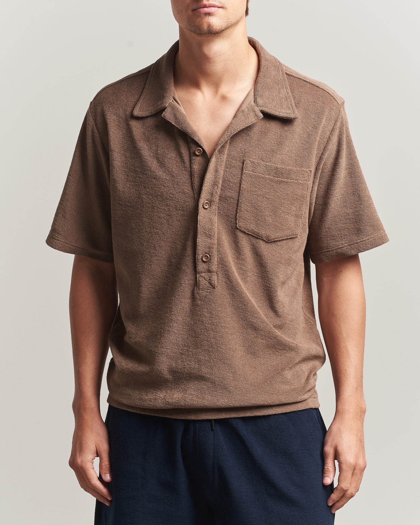 Heren | Polo's | OAS | Novo Regular Fit Terry Polo Brown