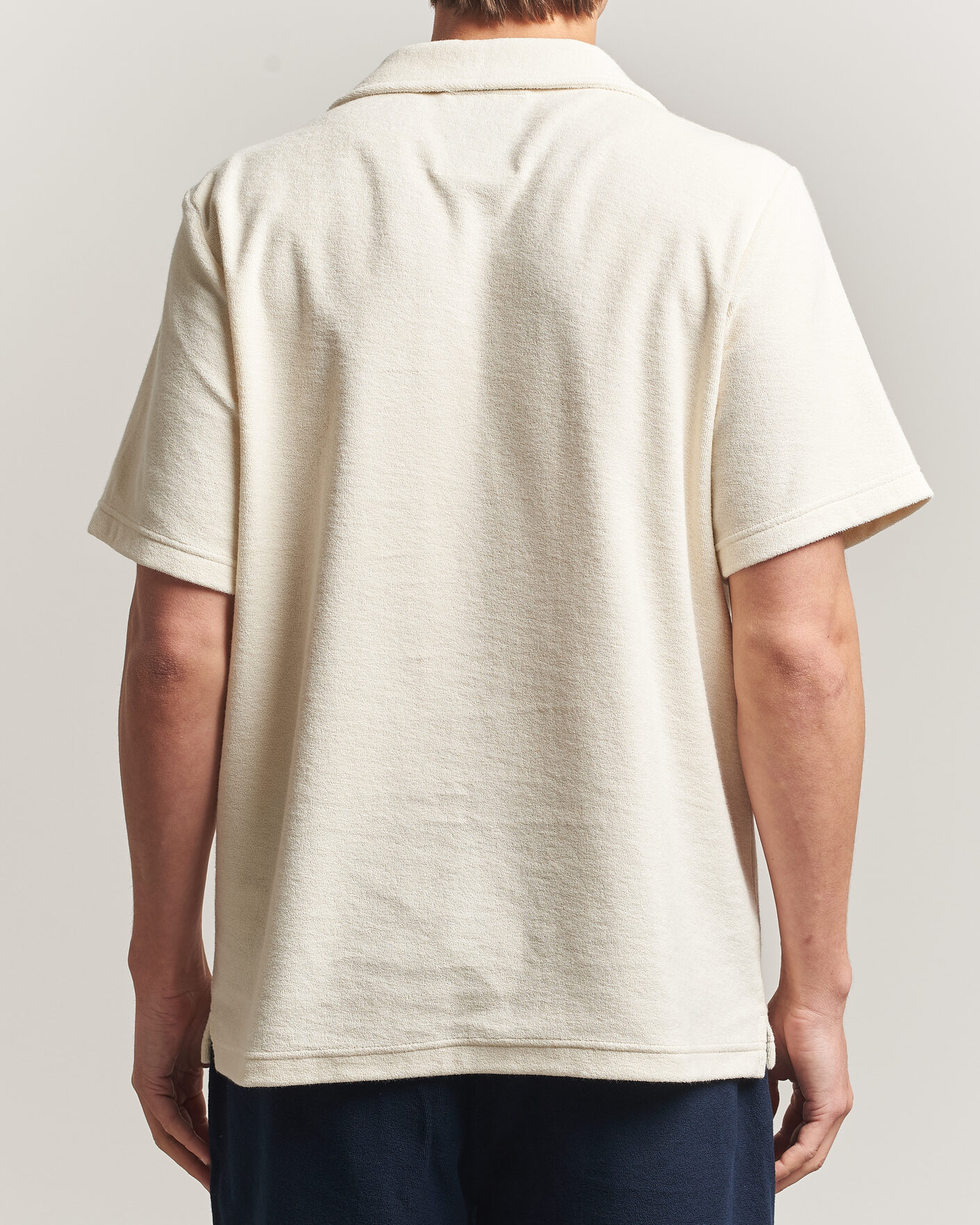 Homme | Polos | OAS | Serif Regular Fit Terry Open Collar Polo Ecru
