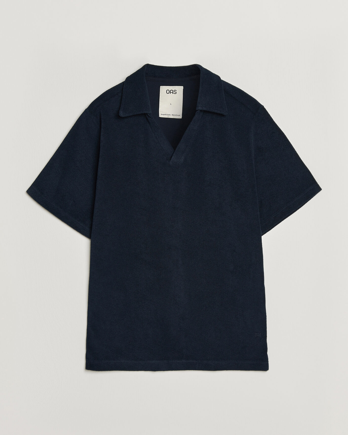 Heren | Polo's | OAS | Serif Regular Fit Terry Open Collar Polo Dark Blue