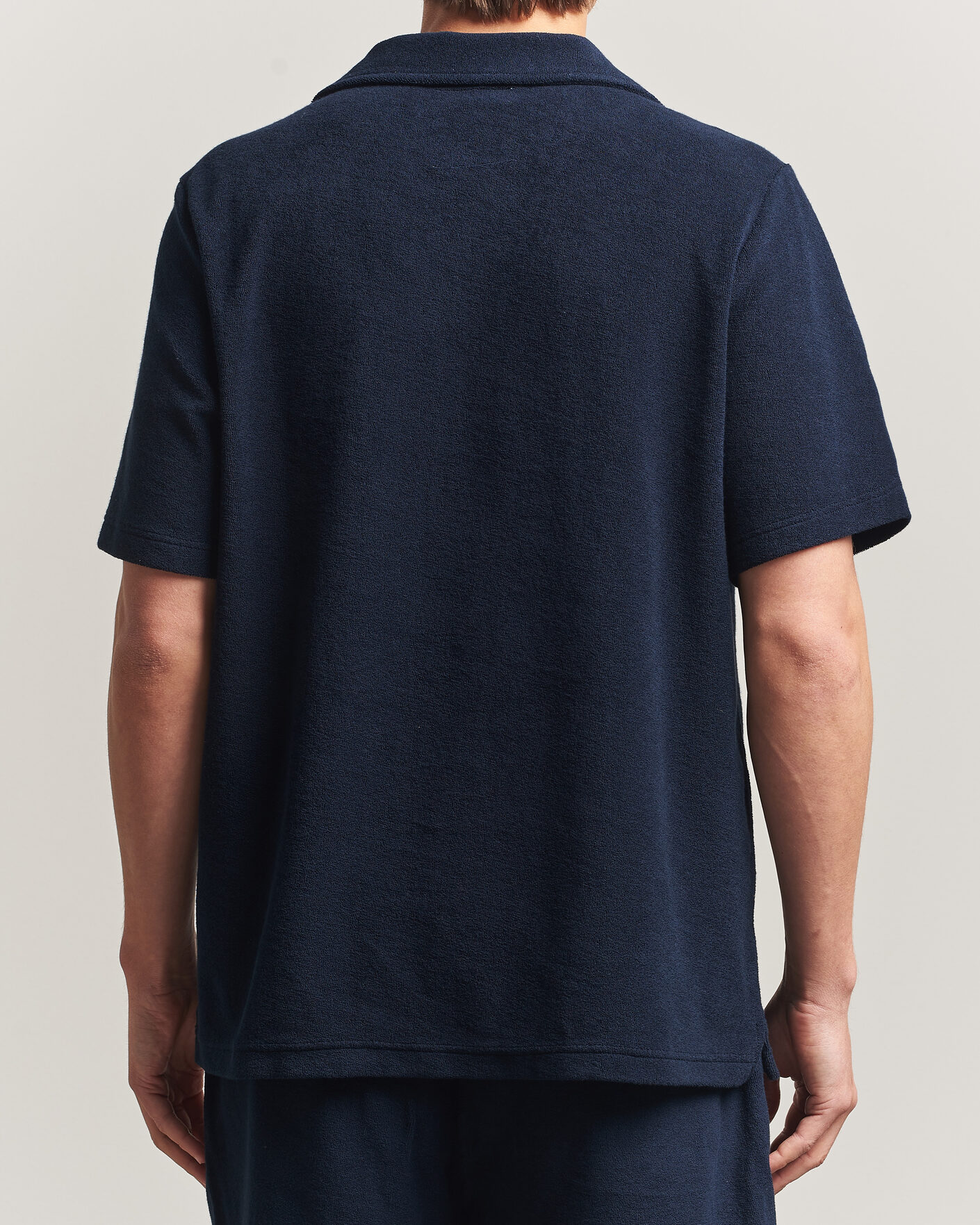 Heren | Polo's | OAS | Serif Regular Fit Terry Open Collar Polo Dark Blue