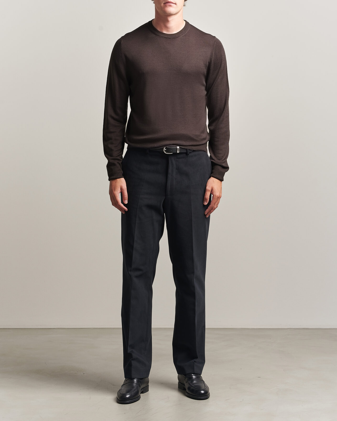 Homme | Pulls Et Tricots | Canali | Merino Wool Crew Neck Dark Brown