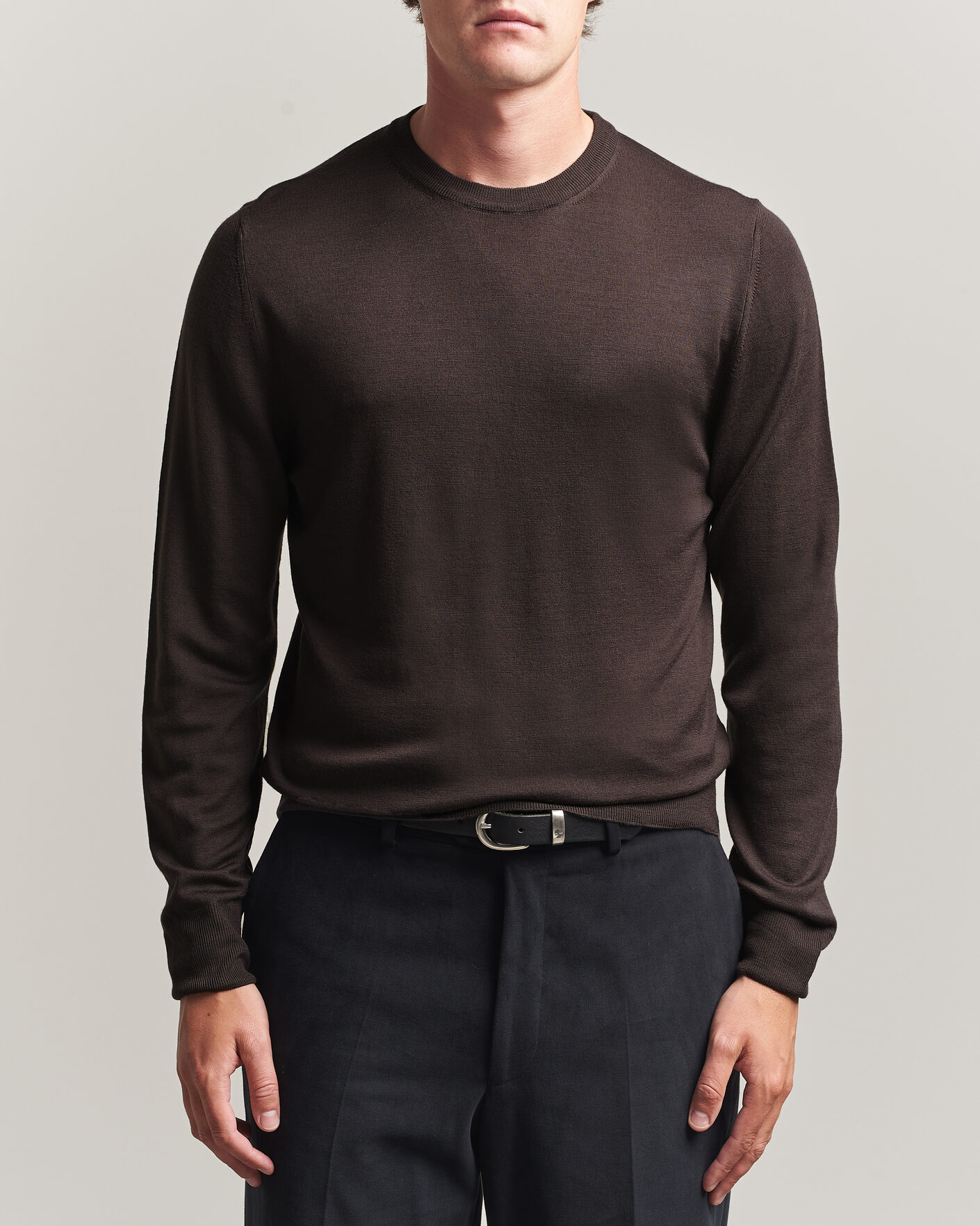 Homme | Pulls Et Tricots | Canali | Merino Wool Crew Neck Dark Brown