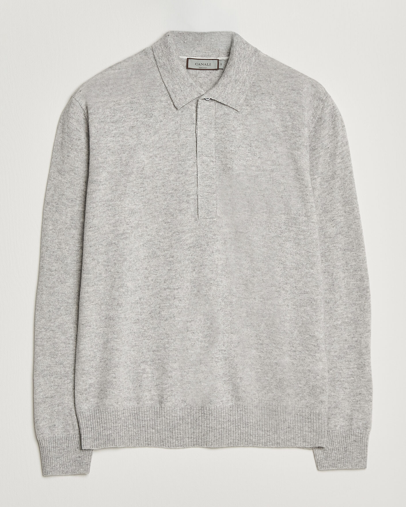 Heren | Truien | Canali | Wool/Cashmere Long Sleeve Polo Light Grey