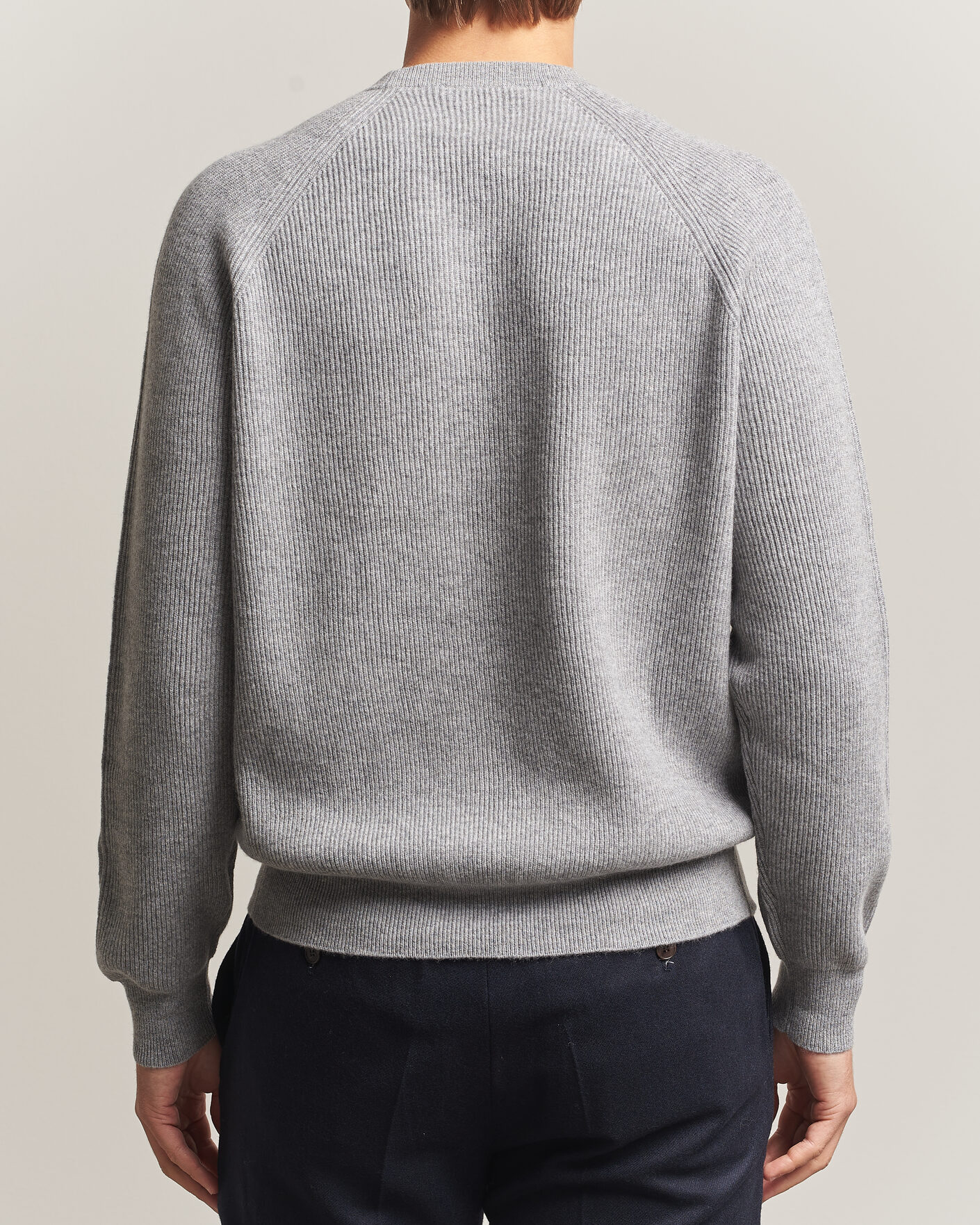 Heren | Truien | Canali | Rib Cashmere Sweater Light Grey