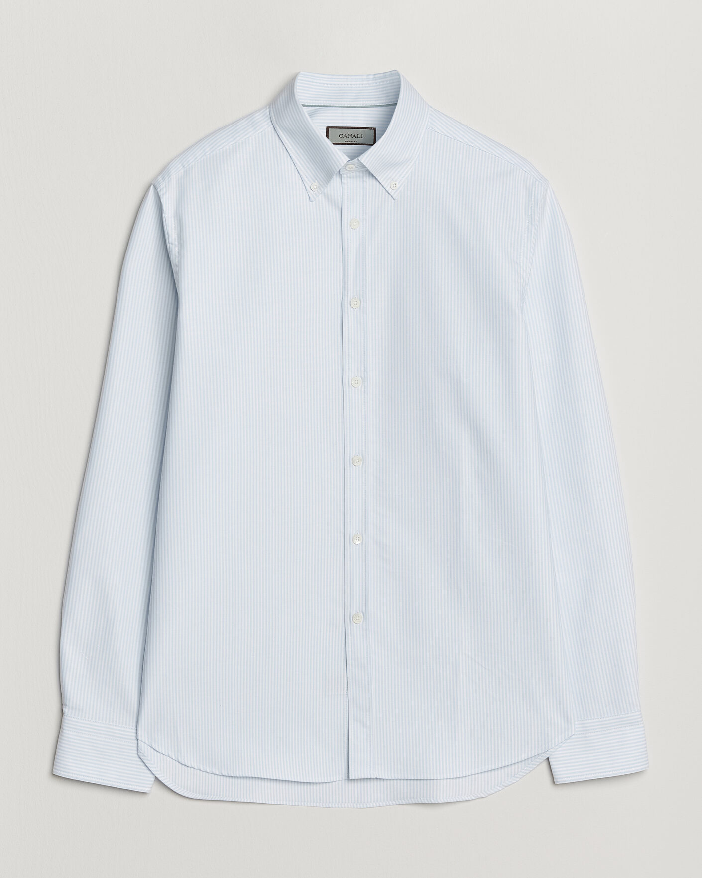 Heren | Overhemden | Canali | Oxford Button Down Shirt Light Blue Stripe