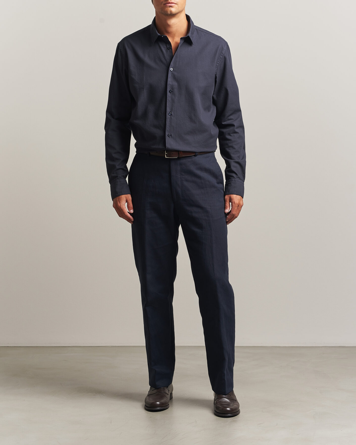 Homme | Chemises | Canali | Garment Dyed Cotton Shirt Navy