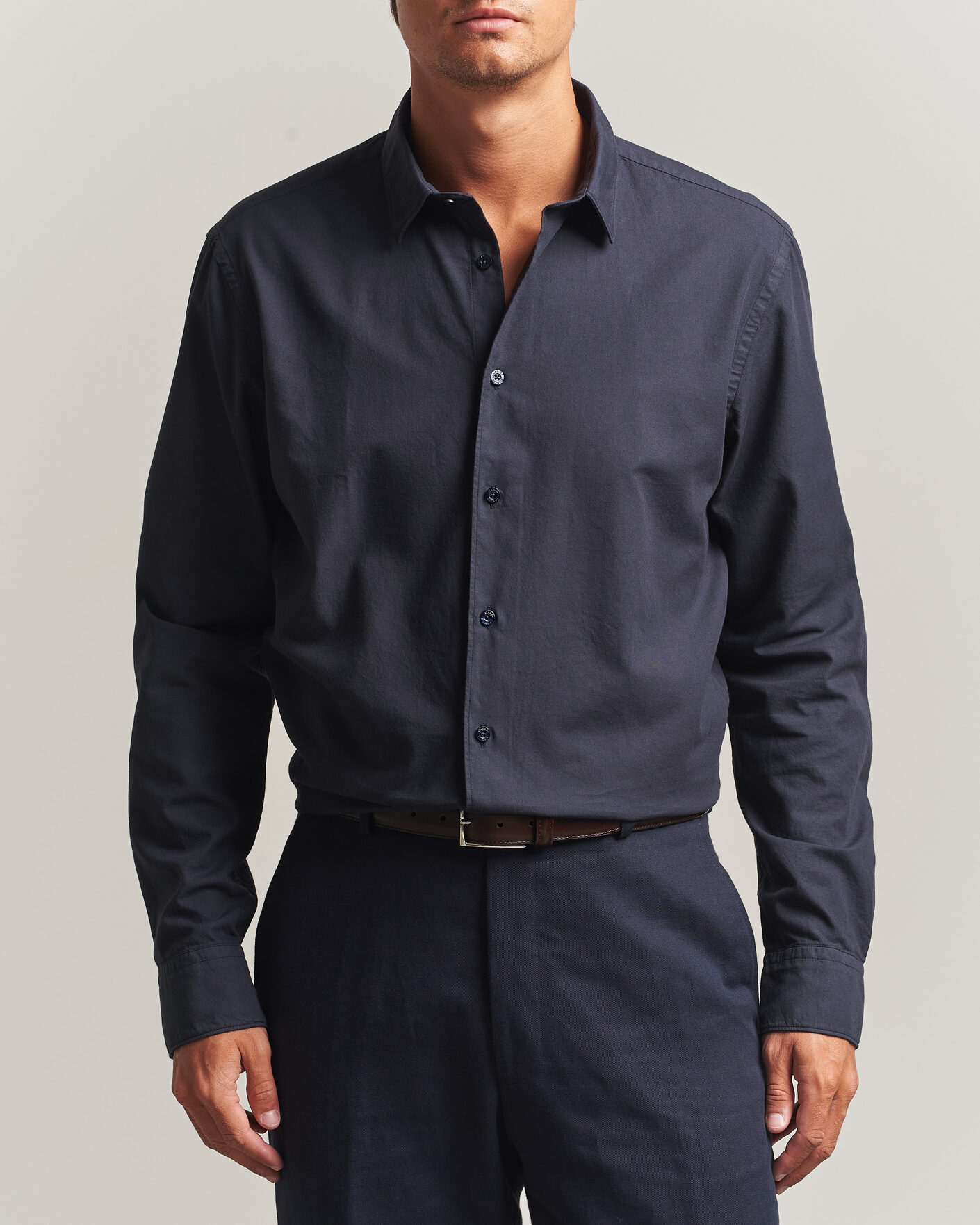 Homme | Chemises | Canali | Garment Dyed Cotton Shirt Navy
