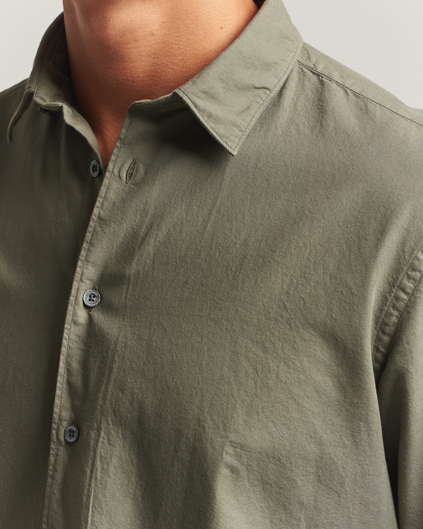 Homme | Chemises | Canali | Garment Dyed Cotton Shirt Olive