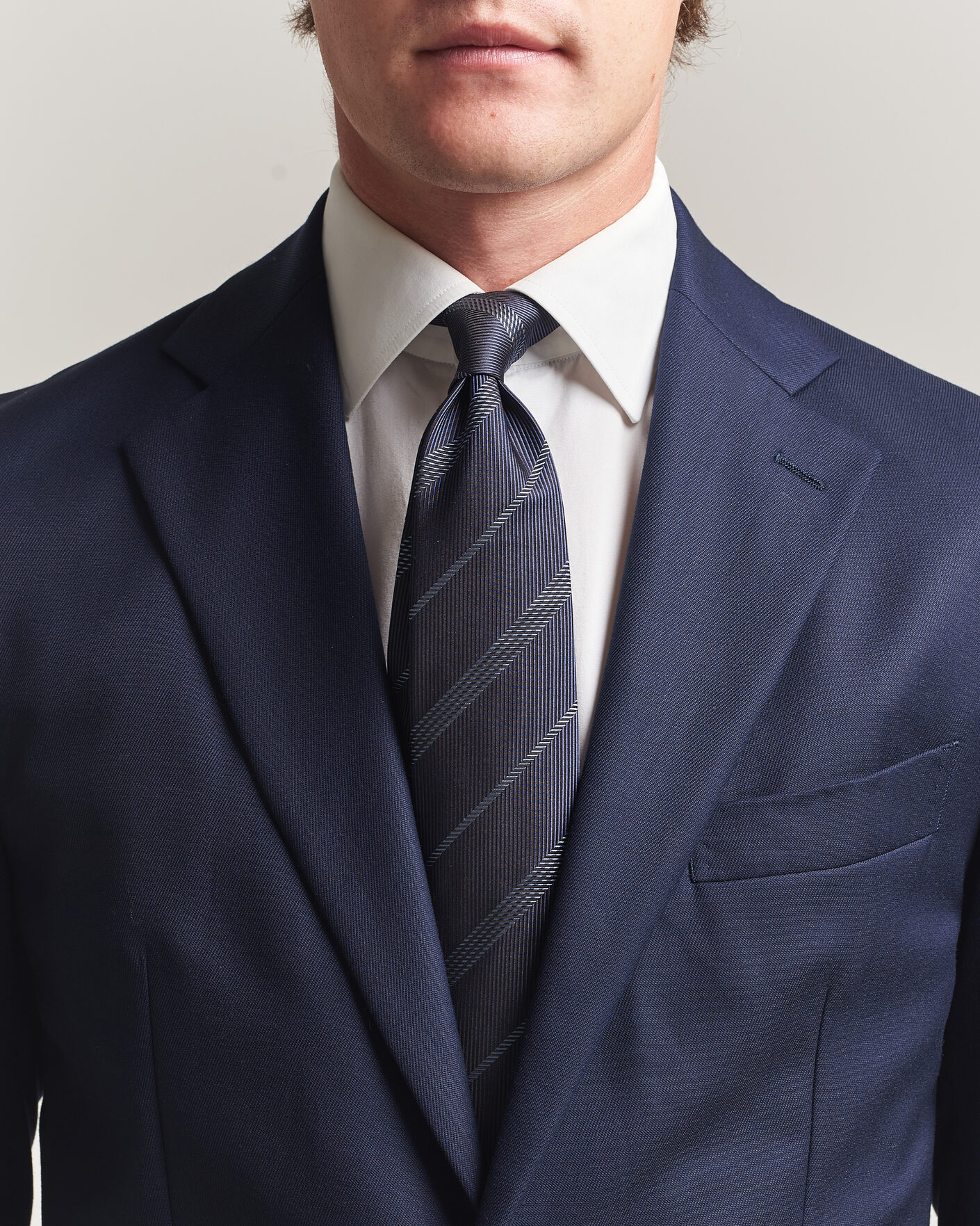 Homme | Cravates | Canali | Regimental Stripe Silk Tie Navy