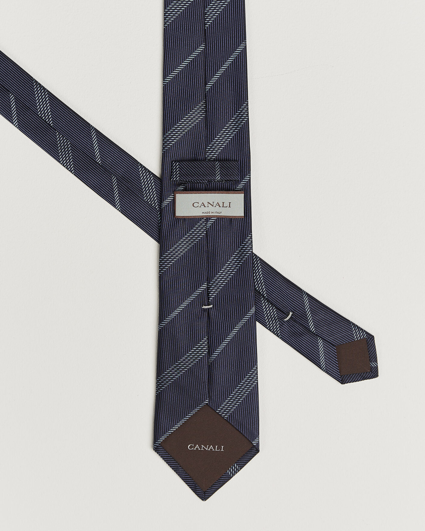 Homme | Cravates | Canali | Regimental Stripe Silk Tie Navy