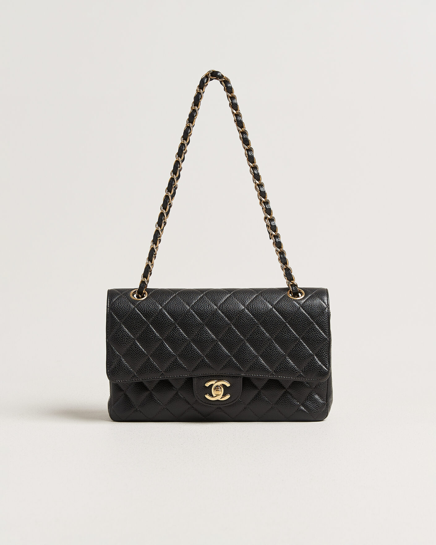 Homme | Chanel Pre-Owned Classic Medium Double Flap Bag Caviar Leather Black | Chanel Pre-Owned | Classic Medium Double Flap Bag Caviar Leather Black