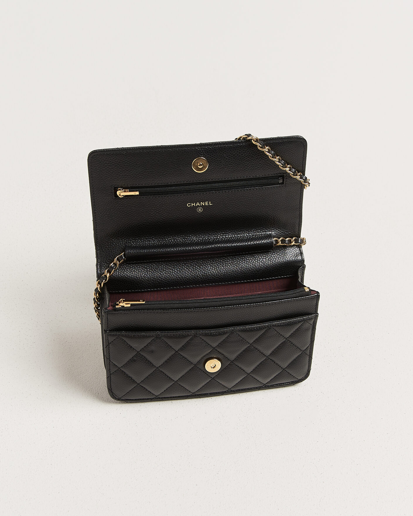 Homme | Pre-Owned & Vintage Bags | Chanel Pre-Owned | Wallet On Chain Caviar Leather Black