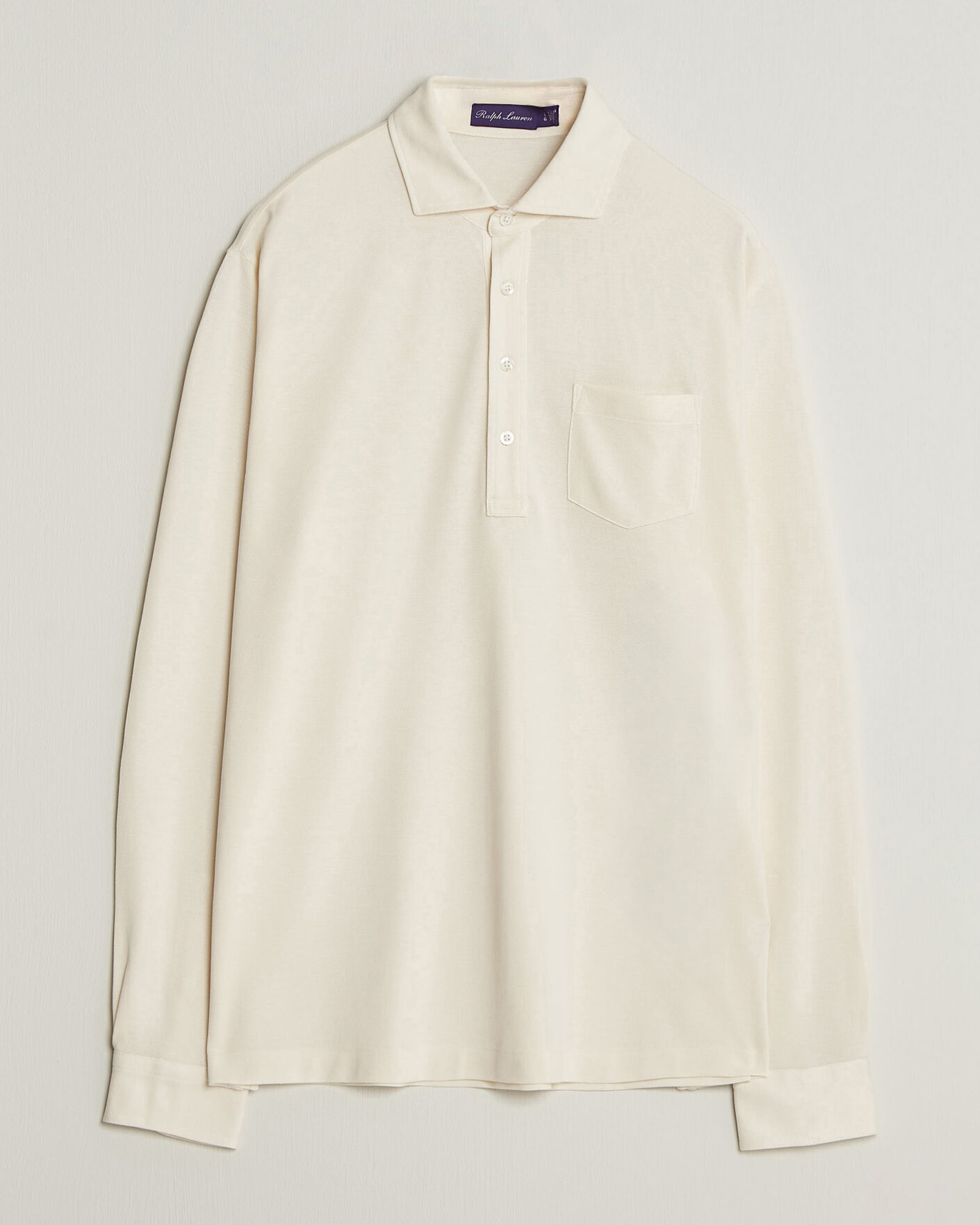 Homme | Polos | Ralph Lauren Purple Label | Long Sleeve Washed Polo Classic Cream
