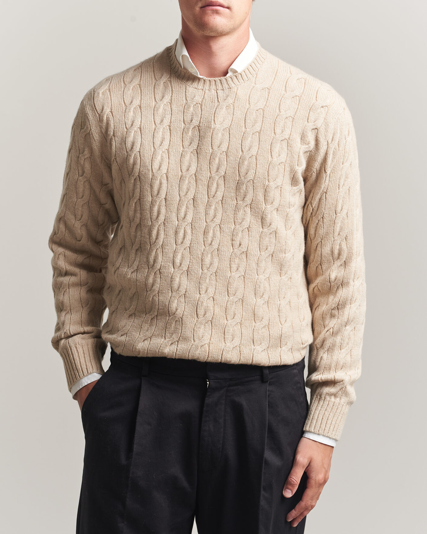 Homme | Pulls Et Tricots | Ralph Lauren Purple Label | Cashmere Cable Sweater Beige Melange